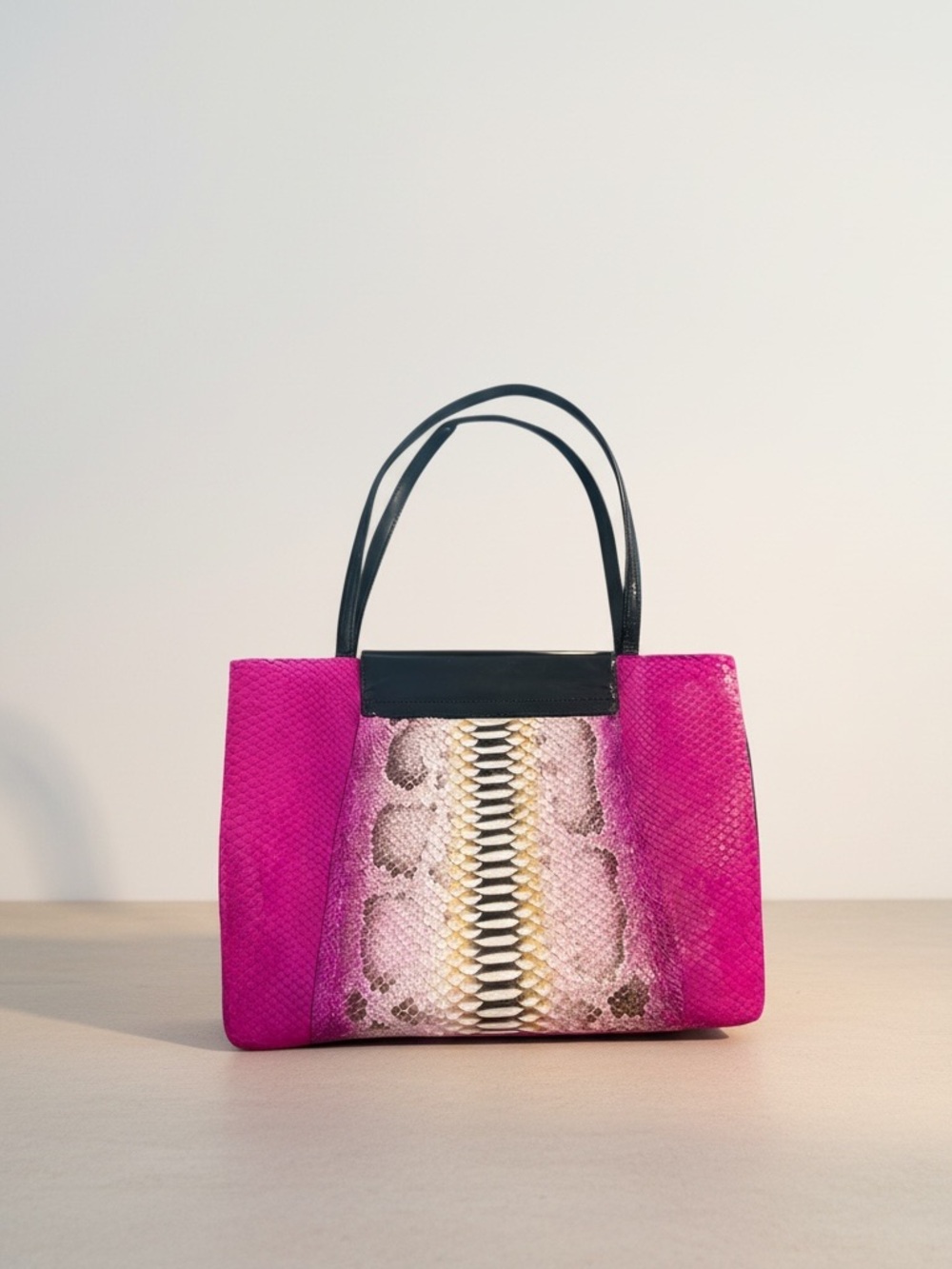 Christian Dior Reimagined Python Tote Pink Black Exotic Statement Bag - Picture 2 of 5